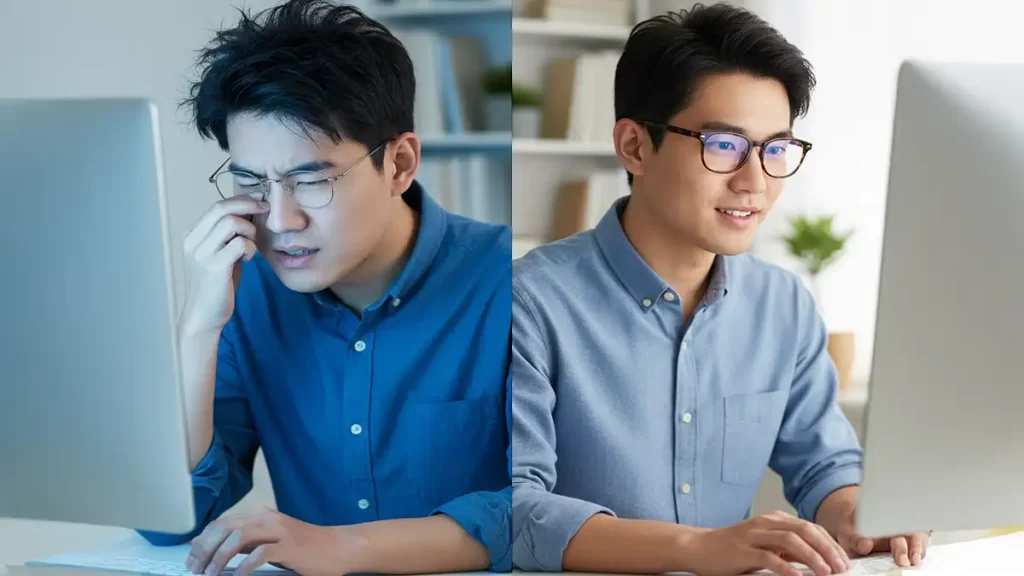 Comparativo: esforço visual vs. conforto com lentes digitais Opt Óculos